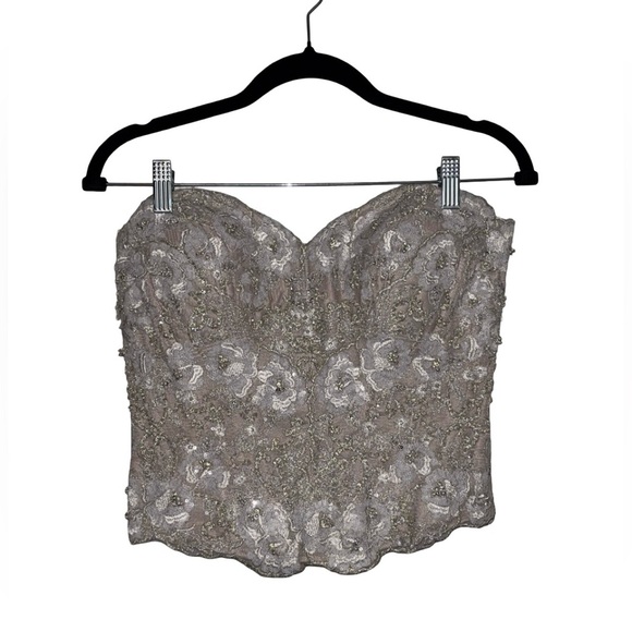 Watters Wtoo Corset Sz 10 Wedding Beaded White/Silver/Ivory Lace Bridal